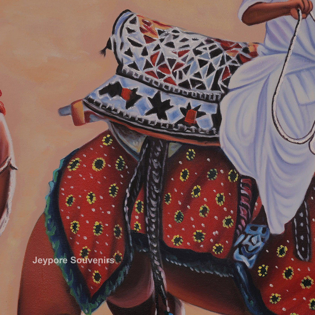 Men On Camel in a Desert Rajasthani Style - Painting