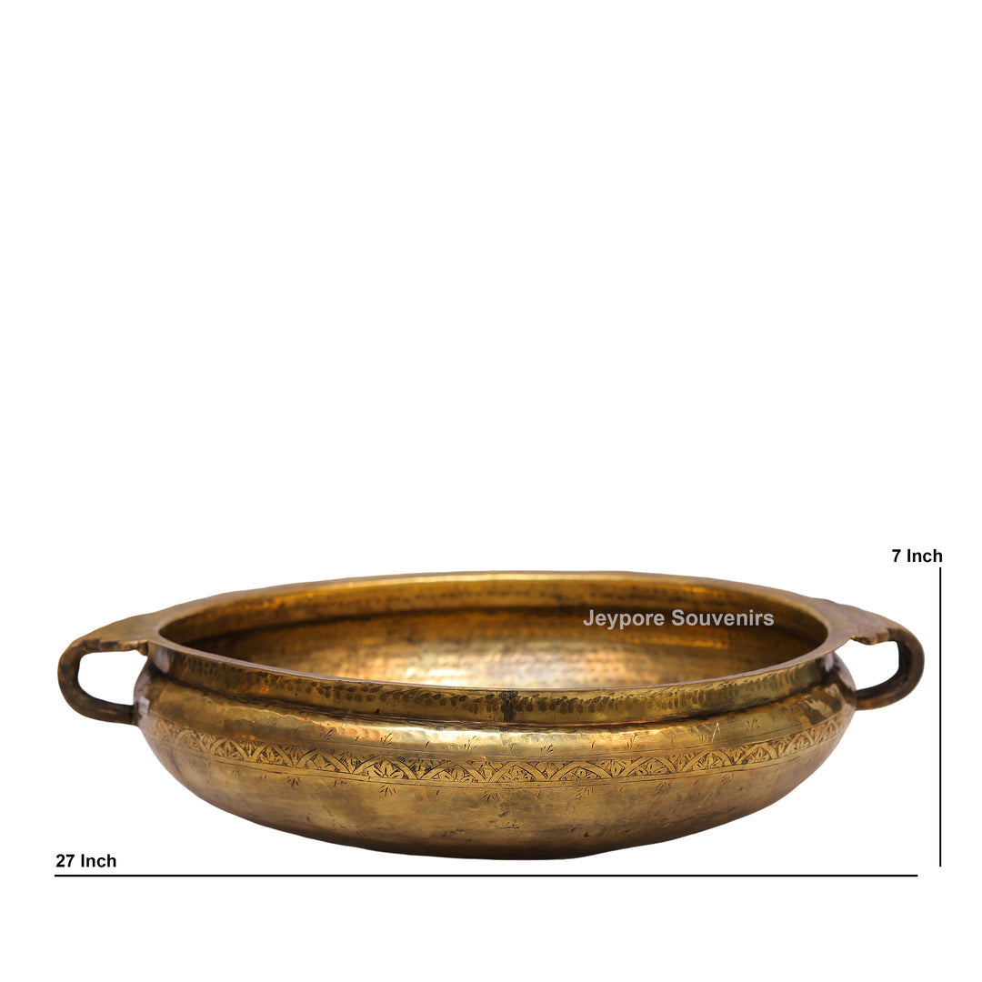 Antique Brass Urli Bowl with Golden Antique-Finished Exterior
