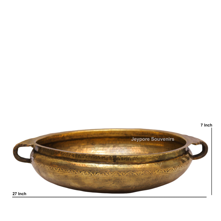 Antique Brass Urli Bowl with Golden Antique-Finished Exterior