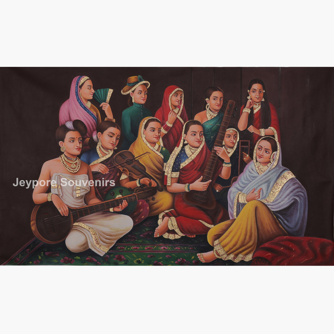 Galaxy of Musicians Canvas Painting | Traditional Indian Musical Heritage Wall Art