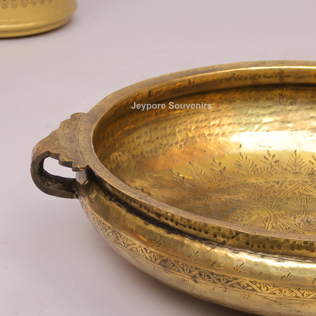 Antique Brass Urli Bowl with Golden Antique-Finished Exterior
