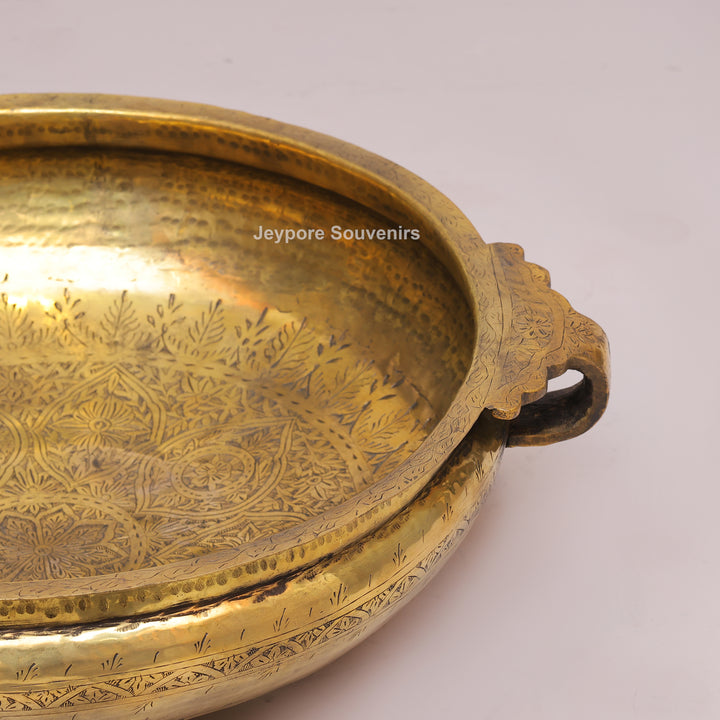 Antique Brass Urli Bowl with Golden Antique-Finished Exterior