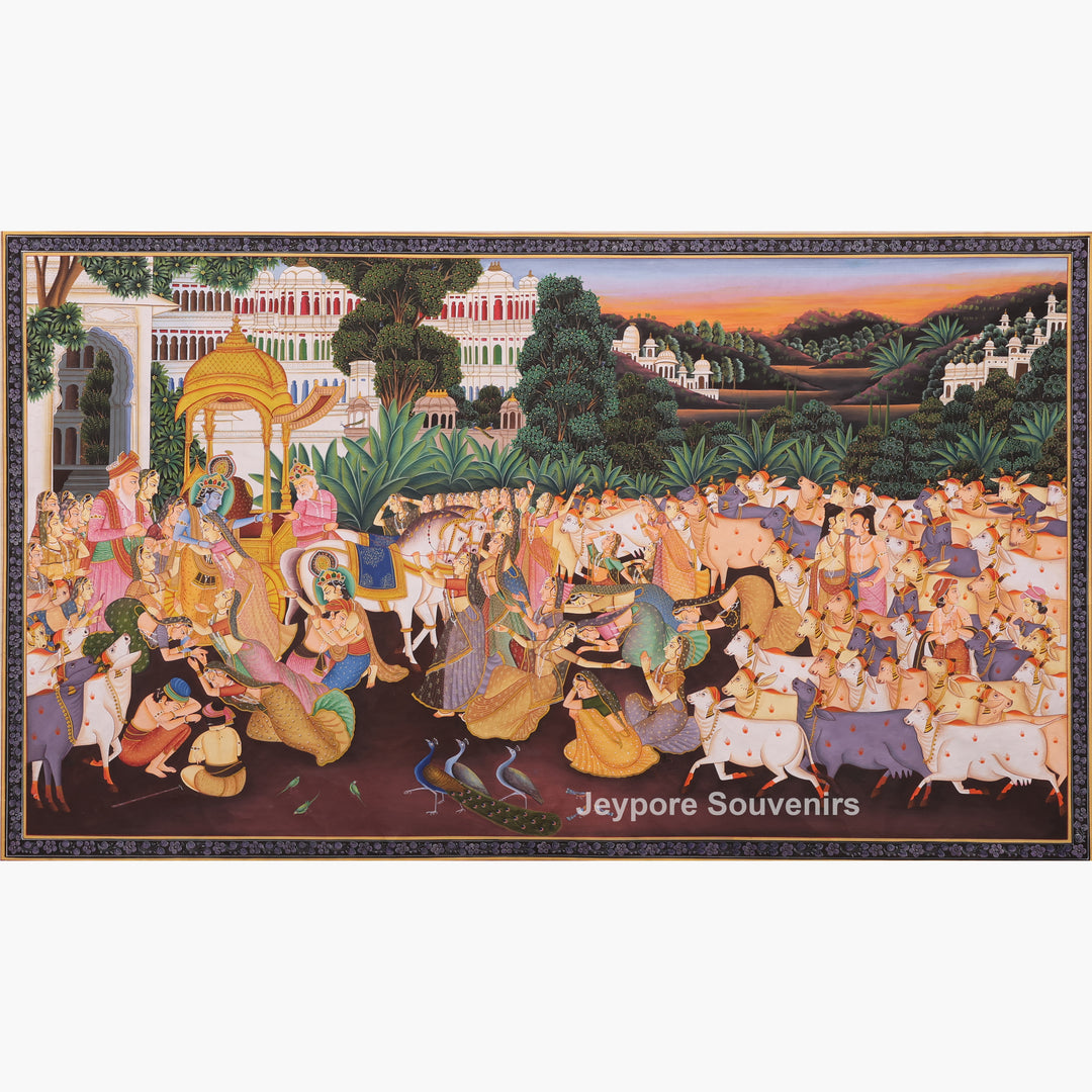 Hand-Painted Krishna Leela  Painting