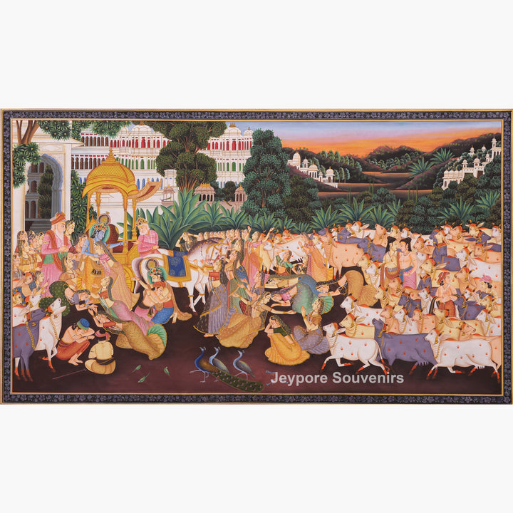 Hand-Painted Krishna Leela  Painting