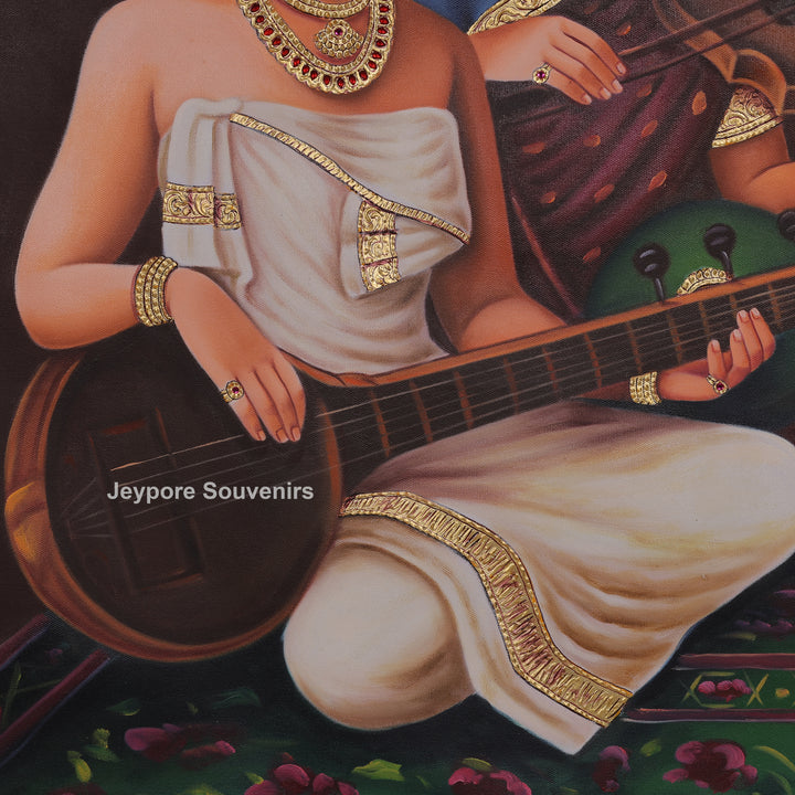 Galaxy of Musicians Canvas Painting | Traditional Indian Musical Heritage Wall Art
