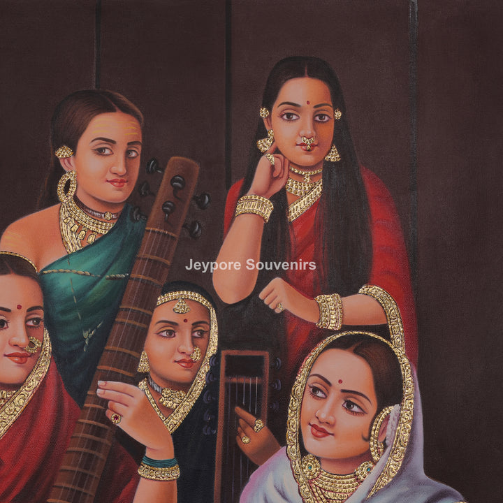 Galaxy of Musicians Canvas Painting | Traditional Indian Musical Heritage Wall Art