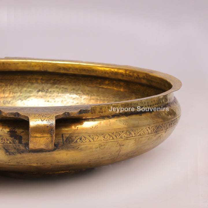 Antique Brass Urli Bowl with Golden Antique-Finished Exterior