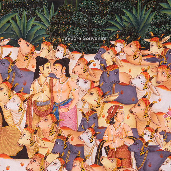 Hand-Painted Krishna Leela  Painting