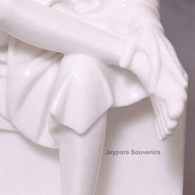 30" Hand-Carved Pure White Marble Sai Baba Sculpture