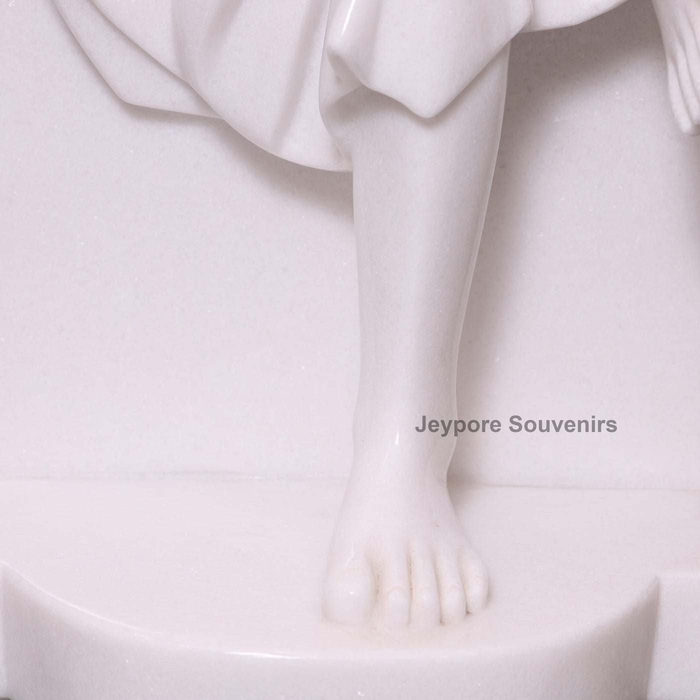 30" Hand-Carved Pure White Marble Sai Baba Sculpture