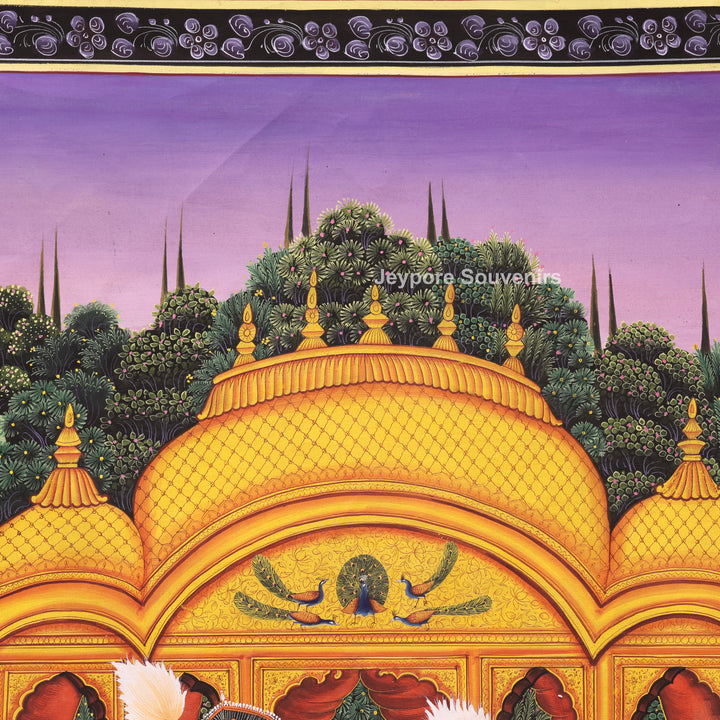 Hand-Painted Radha Krishna Darbar Canvas Painting