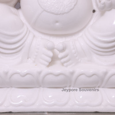 27" Grand Pure White Marble Lord Ganesha Idol For Home Decor
