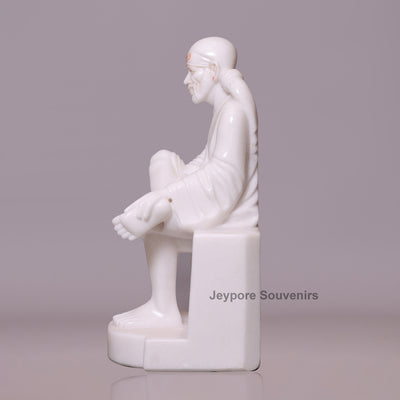 25" Pure White Marble Shridi Sai Baba Idol