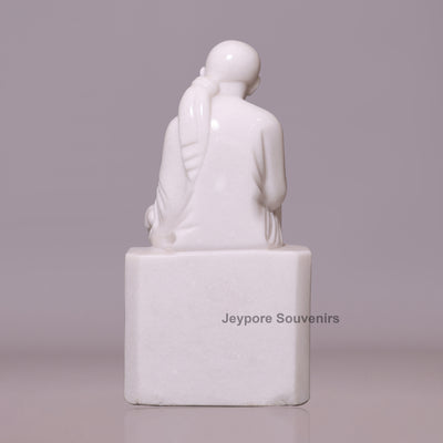 25" Pure White Marble Shridi Sai Baba Idol