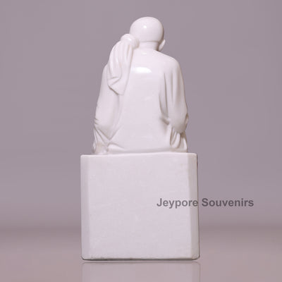 30" Hand-Carved Pure White Marble Sai Baba Sculpture