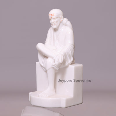 25" Pure White Marble Shridi Sai Baba Idol