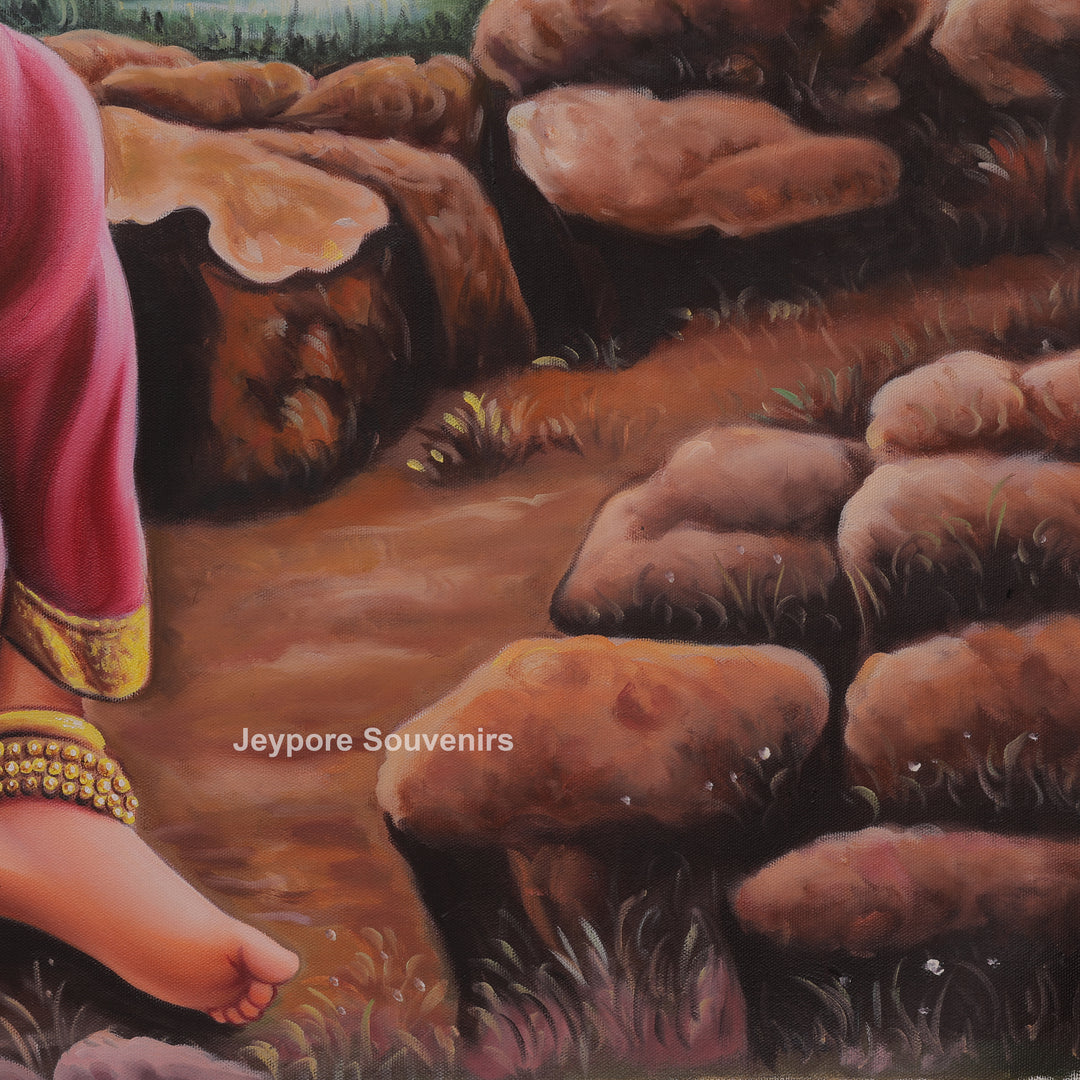 Raja Ravi Varma Inspired Waiting For Someone Indian Woman Canvas Painting