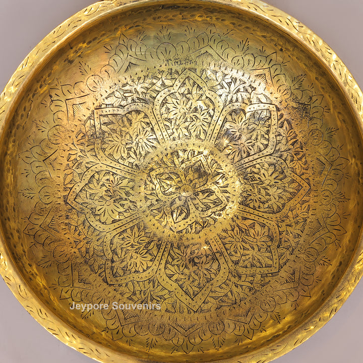 Handcrafted Brass Urli with Hammered Finish &amp; Side Handles