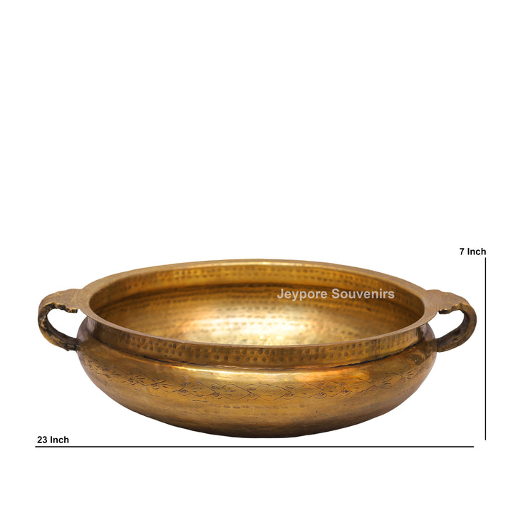 Handcrafted Brass Urli Bowl with Side Handles