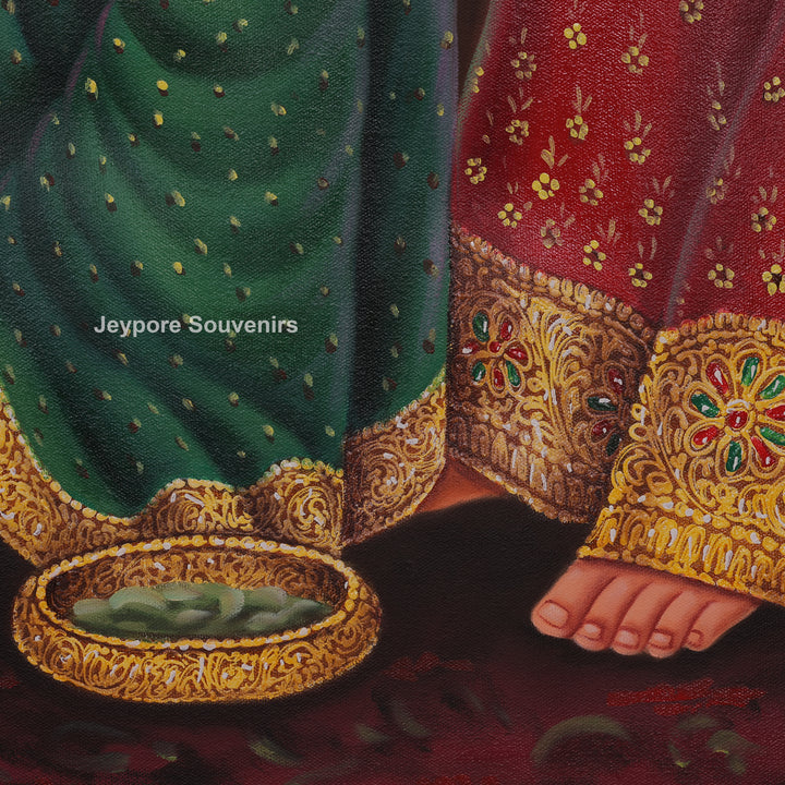 Indian Ladies Making Mehndi Canvas Painting