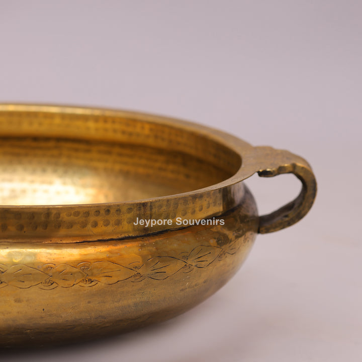 Handcrafted Brass Urli Bowl with Side Handles