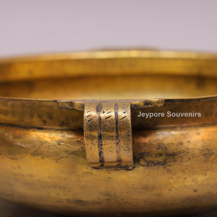 Handcrafted Brass Urli Bowl with Side Handles