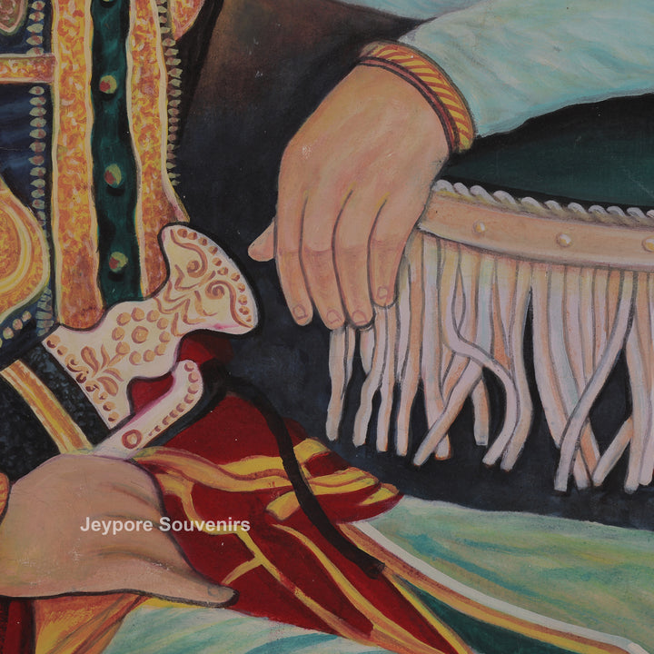 Handmade Maharaja Sawai Ram Singh  Canvas Painting