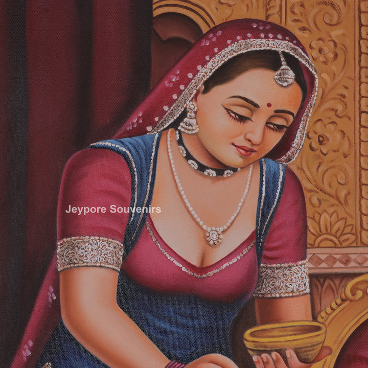 Queen Applying Mehandi Canvas Painting