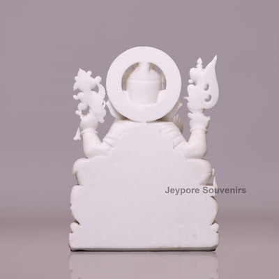 24" Enchanting Pure White Marble Lord Ganesha Idol on Throne
