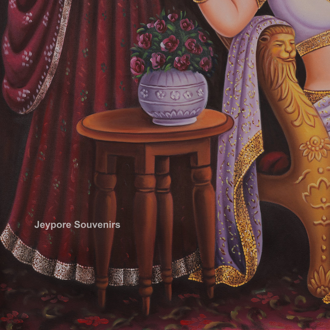 Queen Applying Mehandi Canvas Painting
