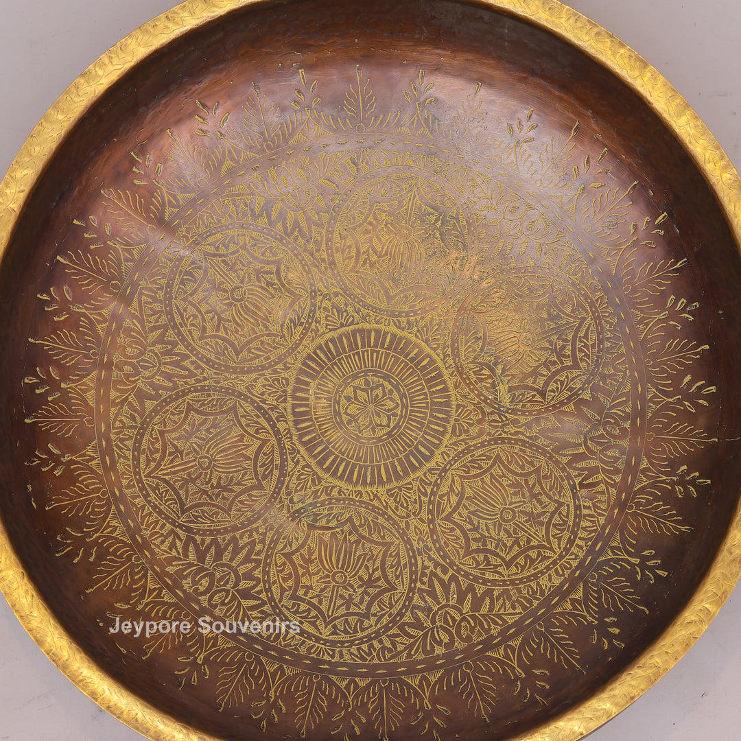 Handcrafted Brass Urli with Antique Brown Finish &amp; Traditional Handles