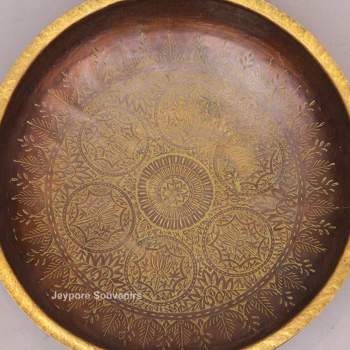Handcrafted Brass Urli with Antique Brown Finish &amp; Traditional Handles