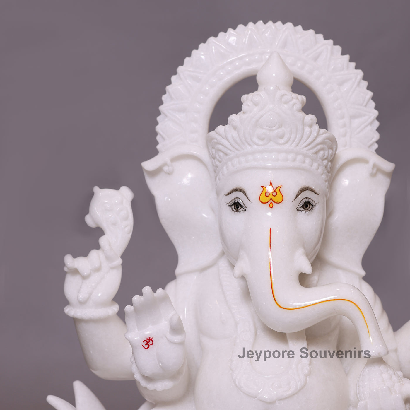 24" Pure White Marble Handcrafted Lord Ganesha Idol