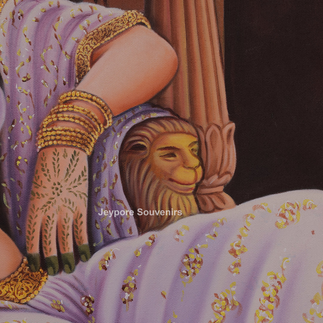 Queen Applying Mehandi Canvas Painting