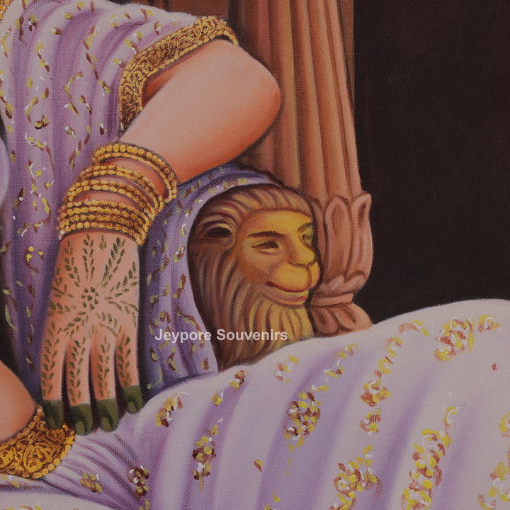 Queen Applying Mehandi Canvas Painting