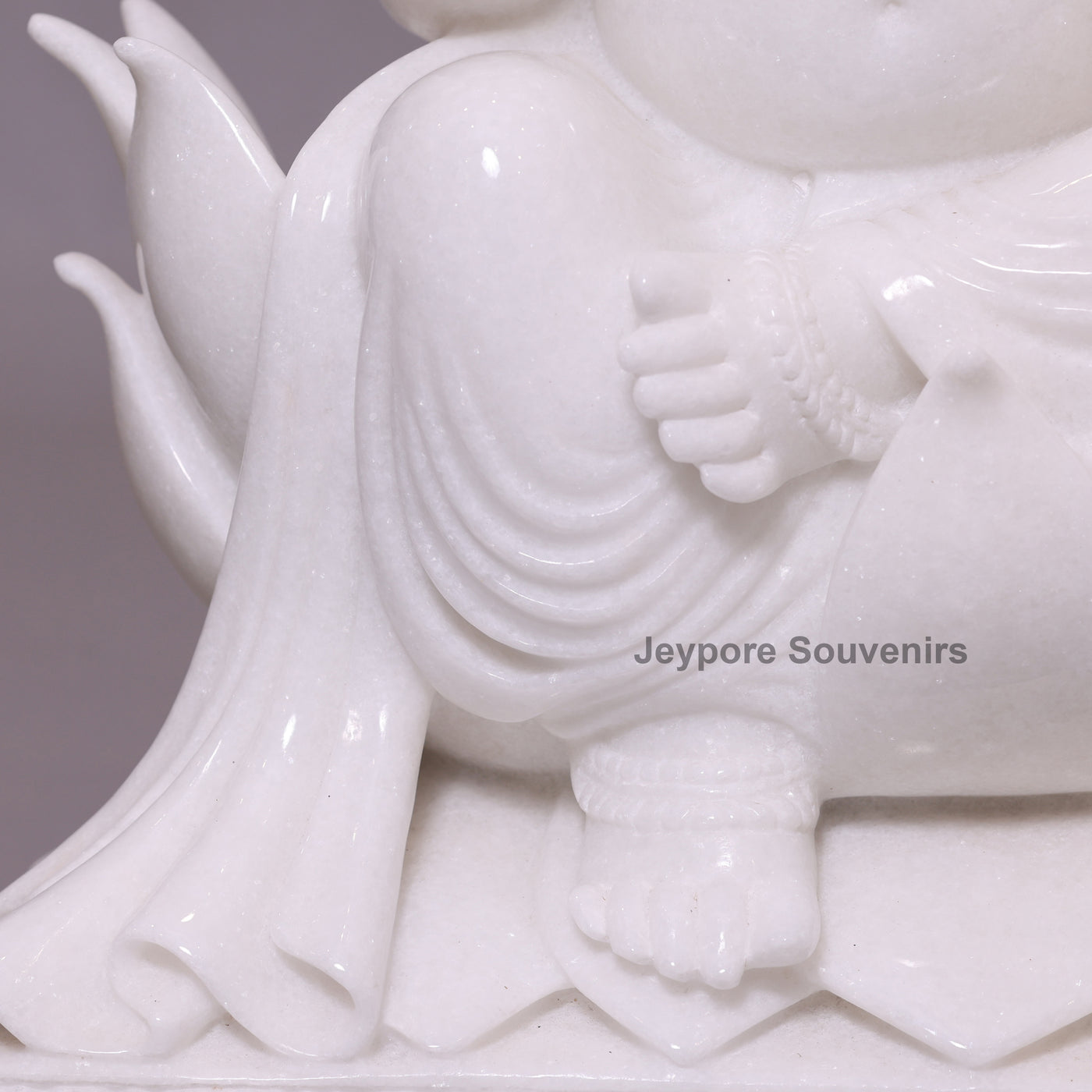 24" Pure White Marble Handcrafted Lord Ganesha Idol