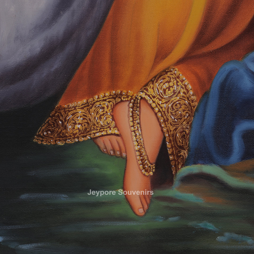 Elegant Ladies with Playful Swan Handcrafted Canvas Painting