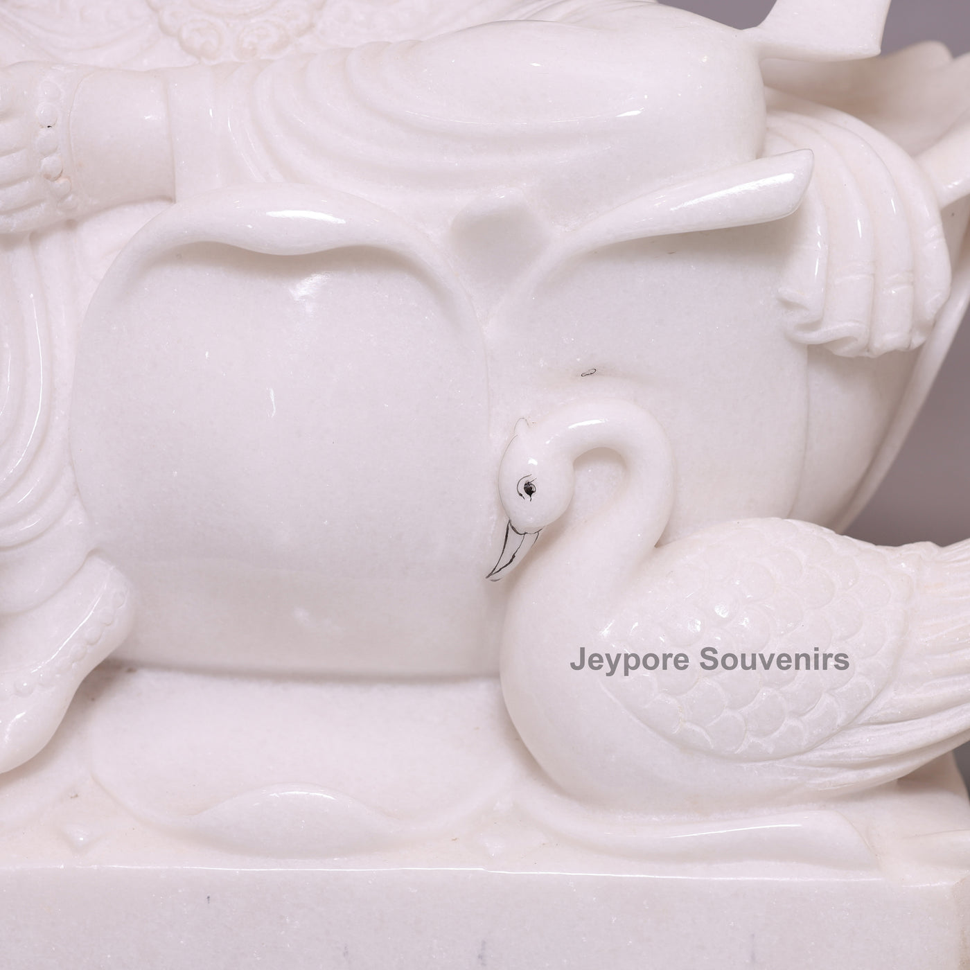 24" Divine Trinity Set: Pure White Marble Lakshmi, Ganesha, &amp; Saraswati Idols&nbsp;