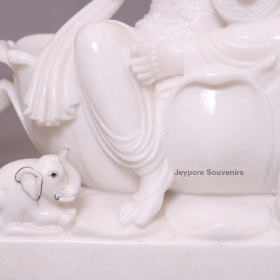 24" Divine Trinity Set: Pure White Marble Lakshmi, Ganesha, &amp; Saraswati Idols&nbsp;