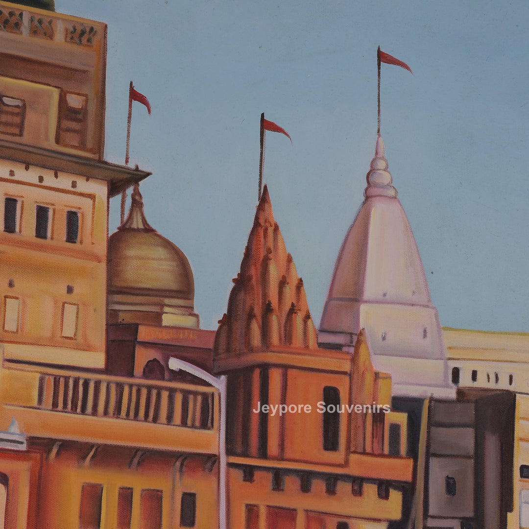 Handcrafted Banaras Ghat Canvas Painting