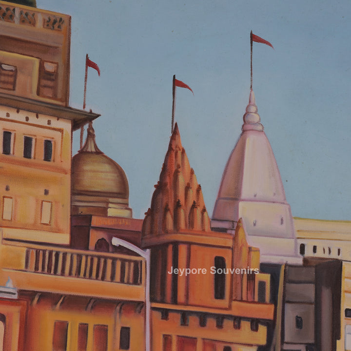 Handcrafted Banaras Ghat Canvas Painting