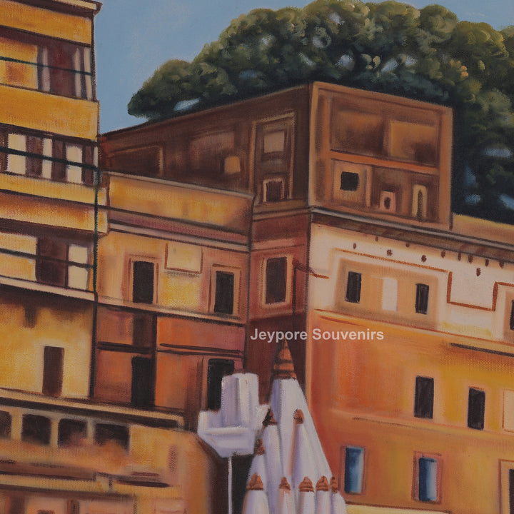 Handcrafted Banaras Ghat Canvas Painting