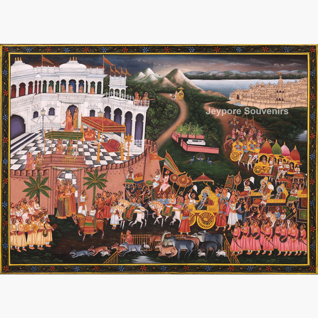 Lord Neminath Royal Procession Miniature Canvas Painting