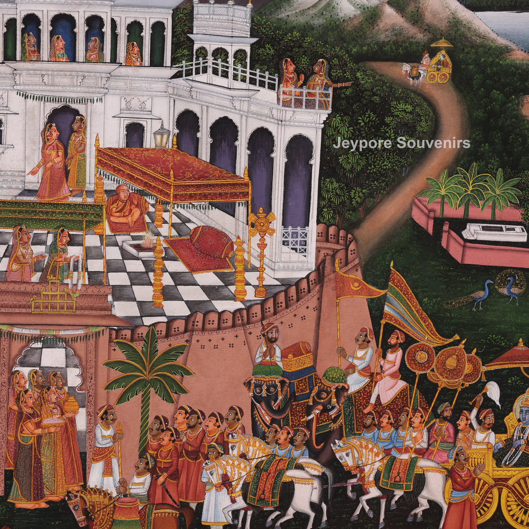 Lord Neminath Royal Procession Miniature Canvas Painting