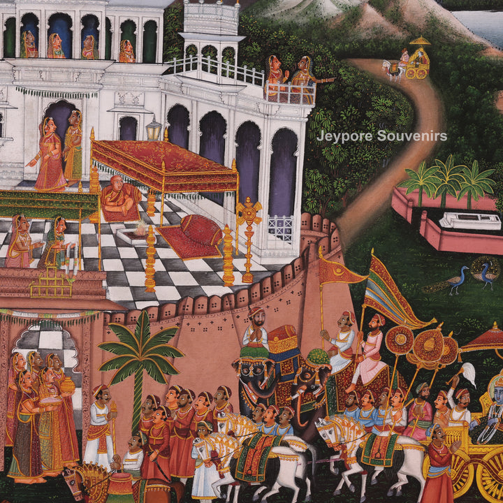 Lord Neminath Royal Procession Miniature Canvas Painting