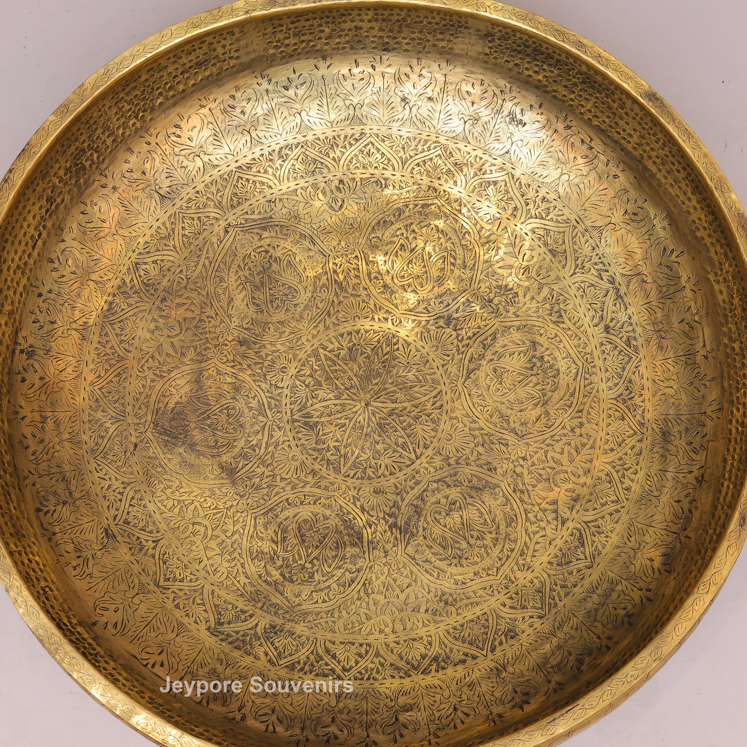 Antique Brass Urli with Hammered Finish &amp; Side Handles