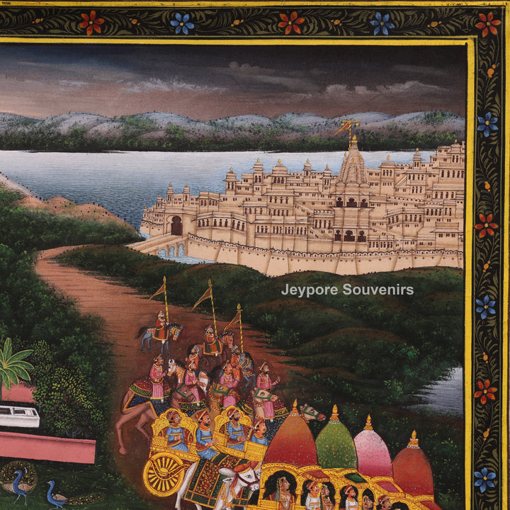 Lord Neminath Royal Procession Miniature Canvas Painting