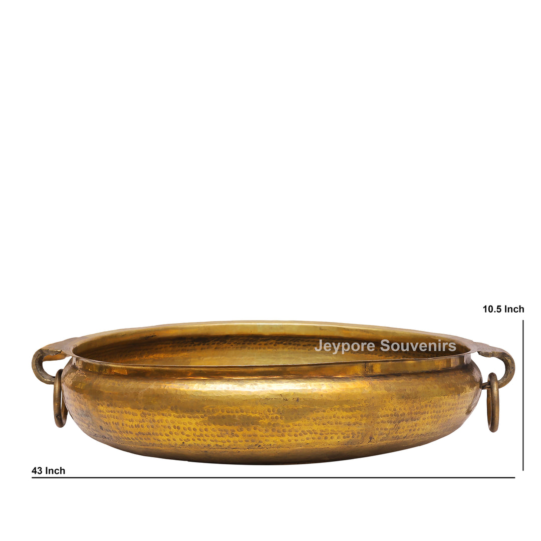 Antique Finish Brass Urli Bowl With Side Handles