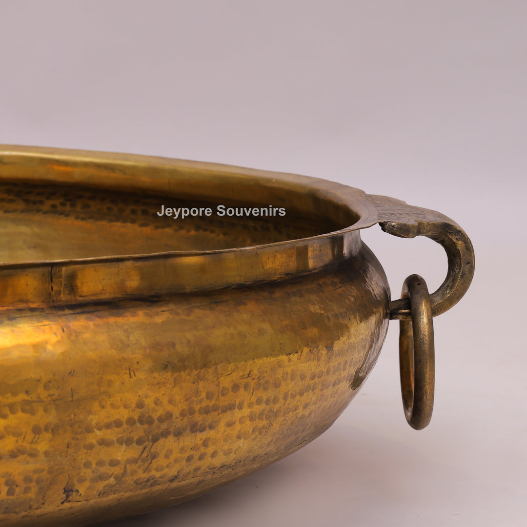 Antique Finish Brass Urli Bowl With Side Handles