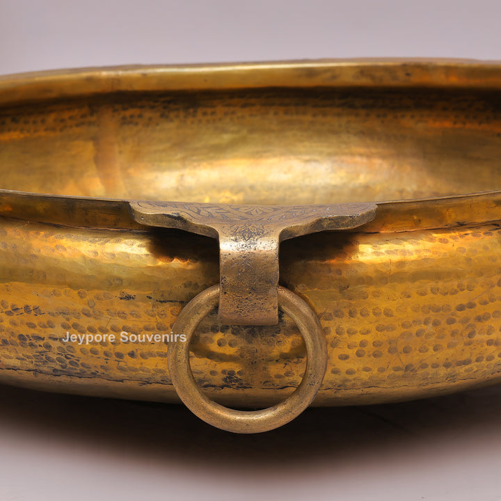 Antique Finish Brass Urli Bowl With Side Handles